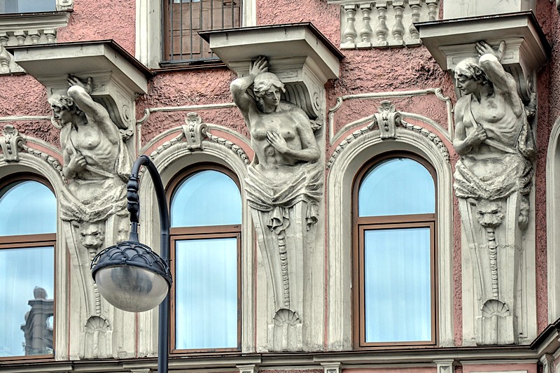 Decoration on the Chubakov Apartment Building on Kamennoostrovsky Prospekt in St Petersburg, Russia