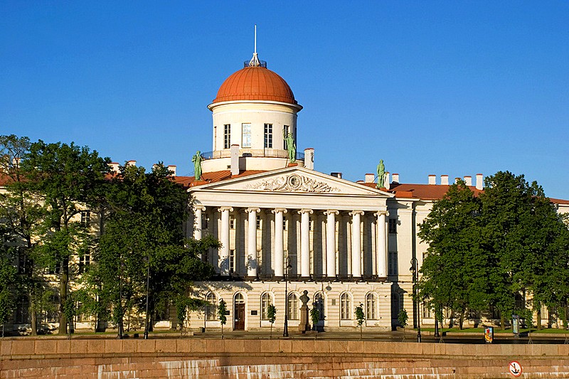 Institute of Russian Literature (Pushkin House) on Makarov Embankment in Saint-Petersburg, Russia