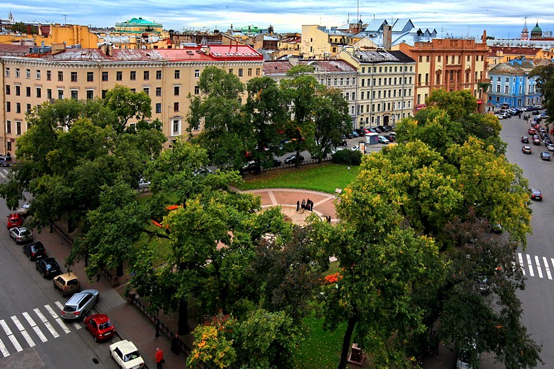 Aerial view of Manezhnaya Ploshchad in St Petersburg, Russia