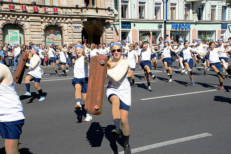 Carnival on Nevsky Prospekt during a public holiday in St Petersburg, Russia