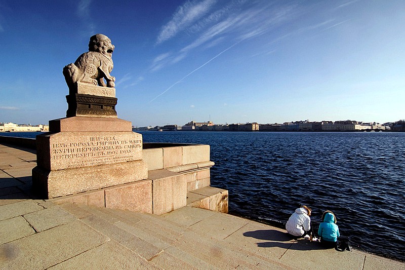 Shi-tsza (Chinese lion) on Petrovskaya Embankment in St Petersburg, Russia