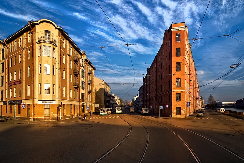 Intersection of Sadovaya Ulitsa and the Fontanka River Embankment in St Petersburg, Russia