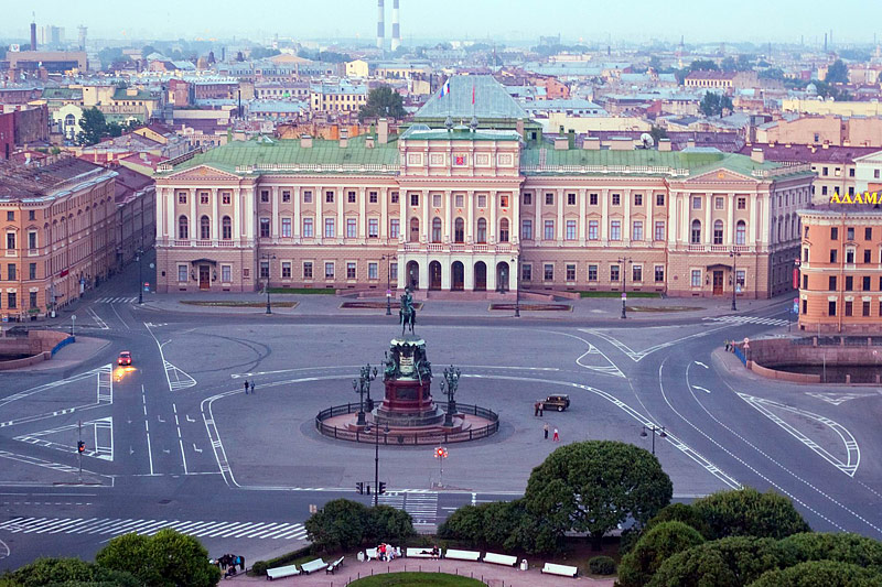 St. Isaac's Square seen from the colonnade of St. Isaac's Cathedral in St Petersburg, Russia