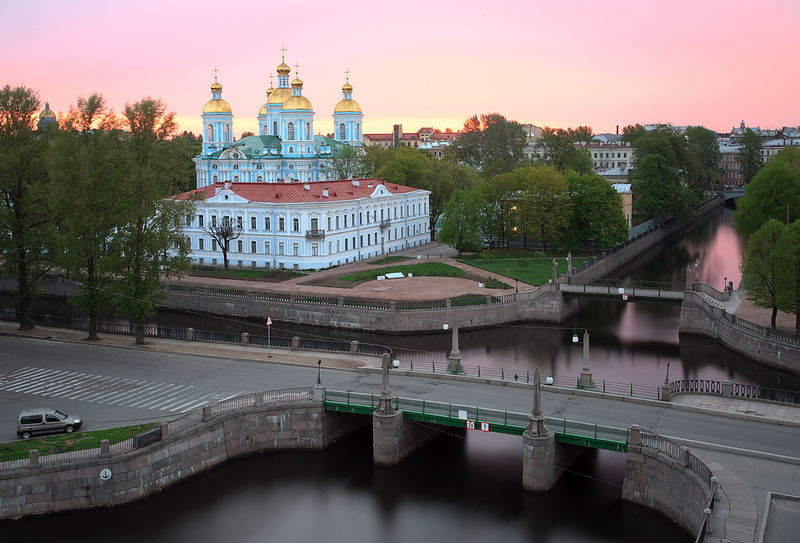 Intersection of canals on Nikolskaya Ploshchad (St. Nicholas Square) in St Petersburg, Russia