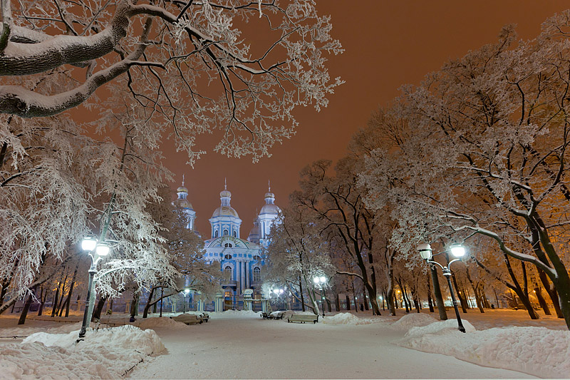 Nikolskaya Ploshchad in St Petersburg, Russia in winter