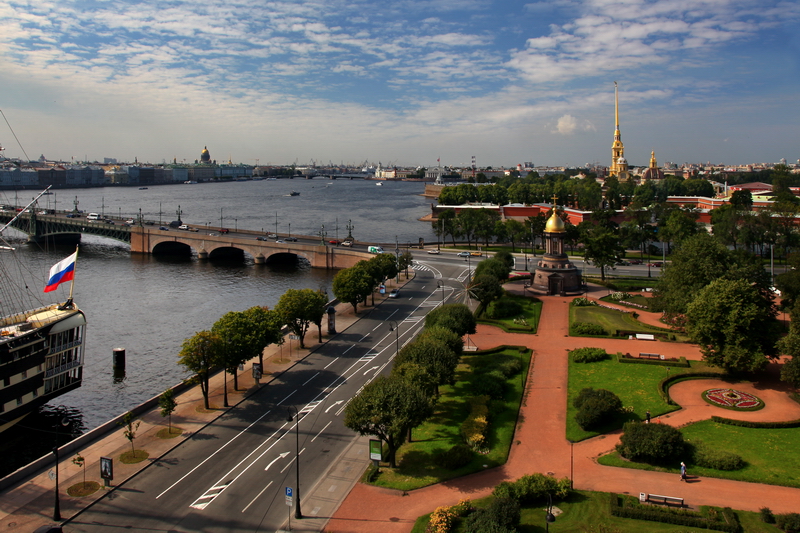 Trinity Square and panorama of the Neva River in St Petersburg, Russia Trinity Square and panorama of the Neva River in St Petersburg, Russia