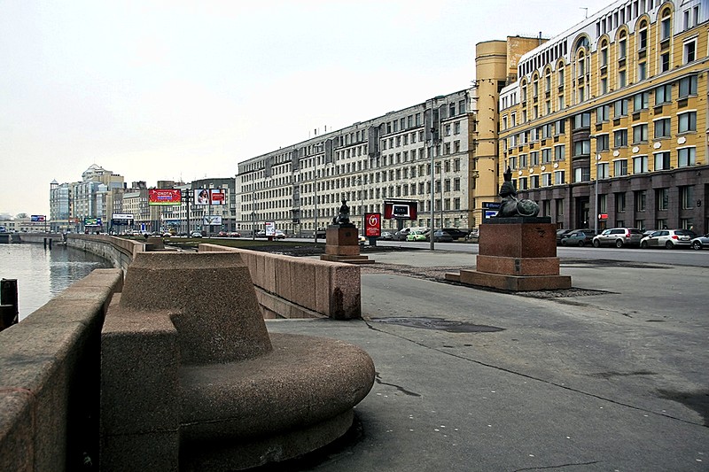 View along Voskresenskaya Naberezhnaya in St Petersburg, Russia