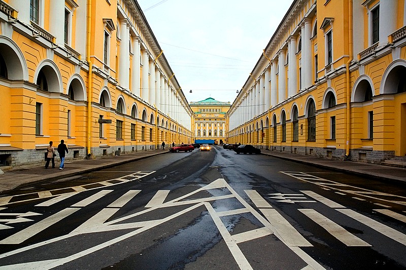 Golden Rule proportions of Ulitsa Zodchego Rossi (Architect Rossi Street)  in St. Petersburg, Russia