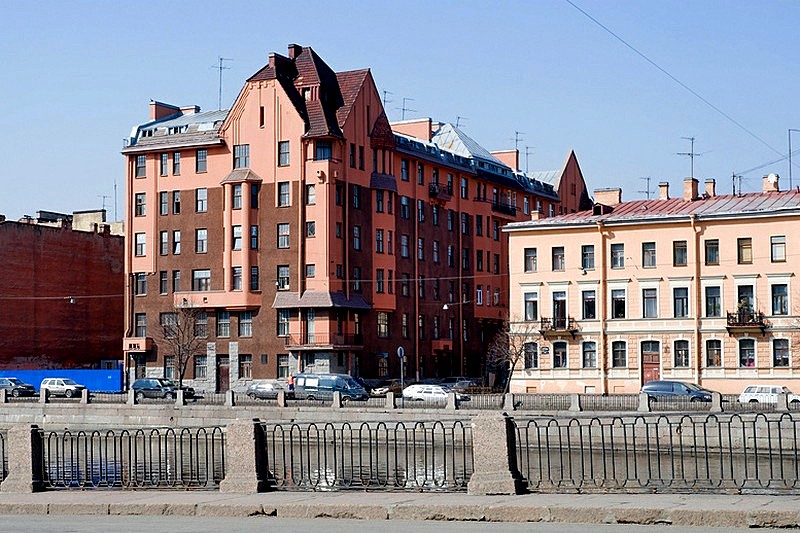 Kapustin Apartment Building on the Fontanka River Embankment in St Petersburg, Russia