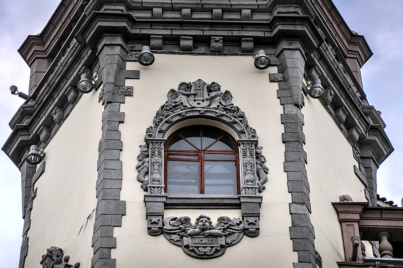 Mock Gothic decoration on the Rosenstein House in St Petersburg, Russia Mock Gothic decoration on the Rosenstein House in St Petersburg, Russia