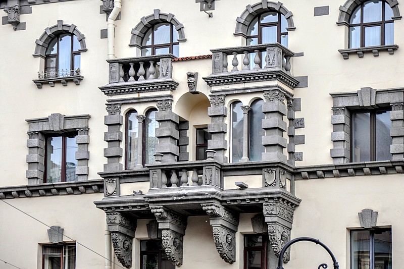 Part of the facade of the Rosenstein House in St Petersburg, Russia