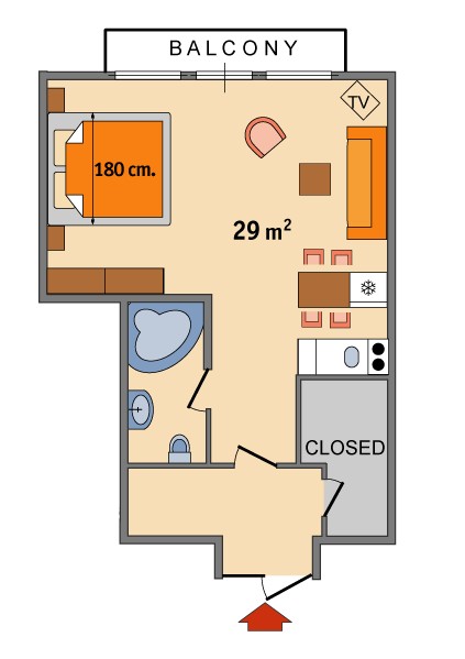 One Room Apartments Nevsky Prospekt Floorplan in St. Petersburg, Russia