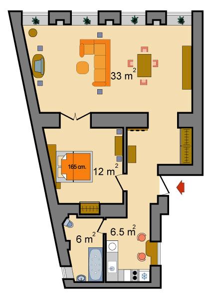 Two Room Apartments Griboedova Canal Floorplan in St. Petersburg, Russia