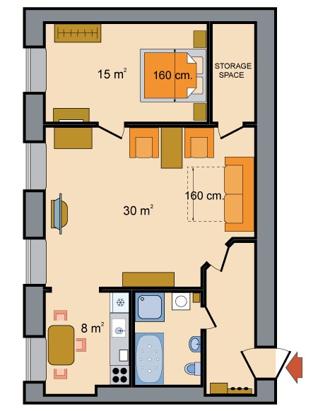 Two Room Apartments Karavannaya Ulitsa Floorplan in St. Petersburg, Russia