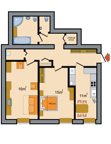 Two Room Apartments Malaya Sadovaya Ulitsa Floorplan in St. Petersburg, Russia
