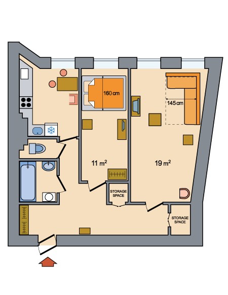 Two Room Apartments Naberezhnaya Kanala Griboedova Floorplan in St. Petersburg, Russia