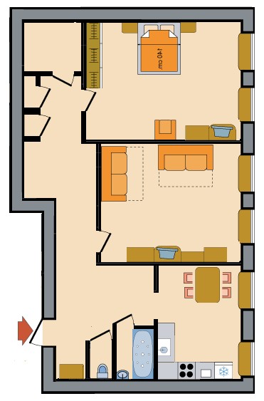 Two Room Apartments Nevsky Prospekt Floorplan in St. Petersburg, Russia