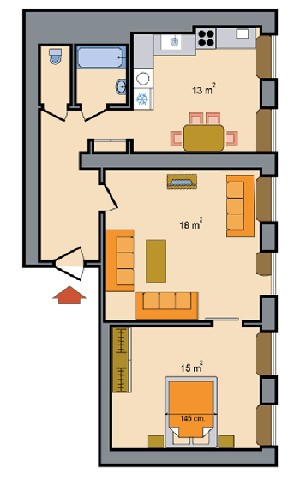 Two Room Apartments Ulitsa Rubinsteina Floorplan in St. Petersburg, Russia