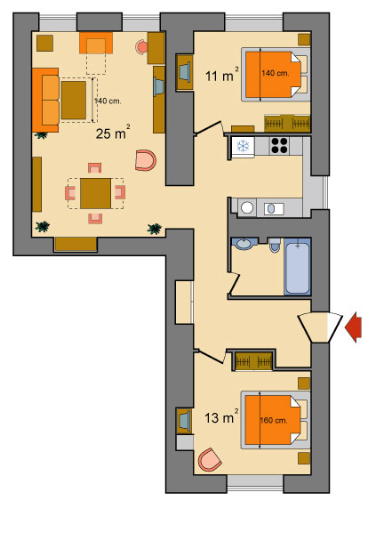 Three Room Apartments Bolshaya Morskaya Ulitsa Floorplan in St. Petersburg, Russia