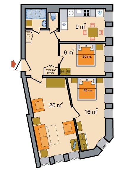 Three Room Apartments Ostrovskogo Ploshchad Floorplan in St. Petersburg, Russia