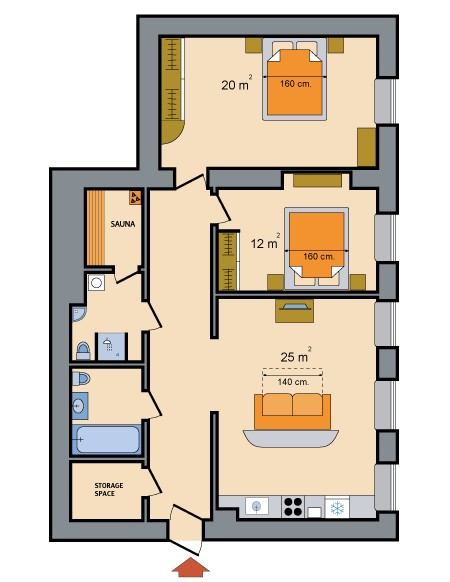 Three Room Apartments Ulitsa Rubinshteina Floorplan in St. Petersburg, Russia