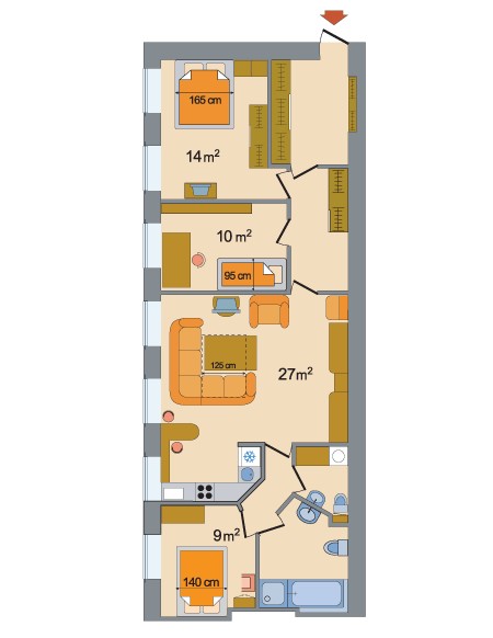 Room Apartments Naberezhnaya Reki Moiki Floorplan in St. Petersburg, Russia