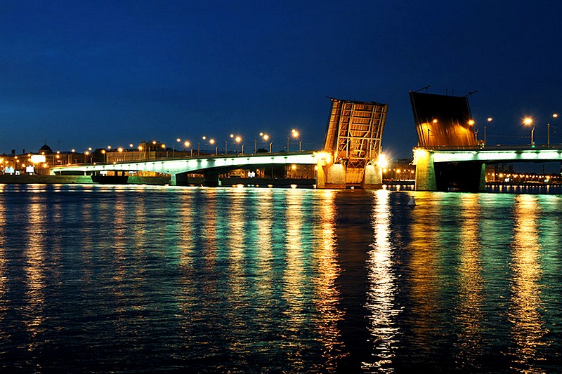 Alexander Nevsky Bridge during the White Nights in St Petersburg, Russia