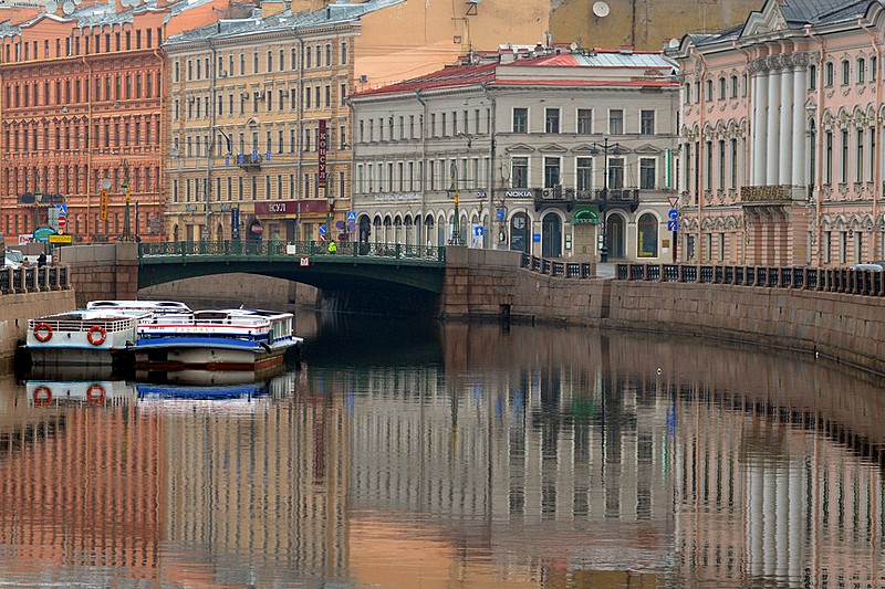 Green Bridge over the Moyka River in St Petersburg, Russia