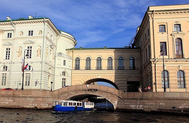 Hermitage Bridge in Saint-Petersburg, Russia seen from theNeva River