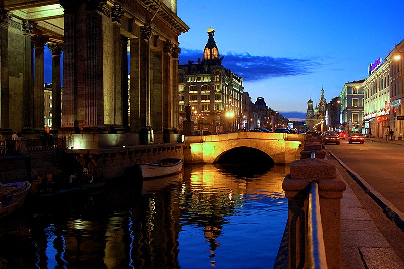 Kazanskiy Bridge over the Griboedov Canal in St Petersburg, Russia