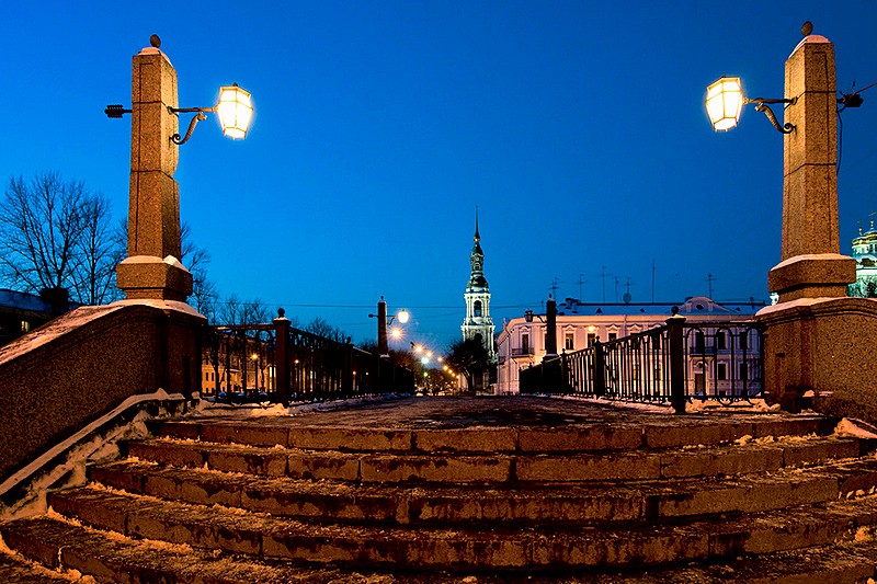 Krasnogvardeiskiy Bridge over the Griboedov Canal in St Petersburg, Russia