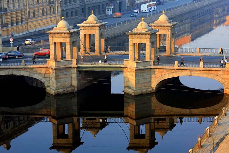 Lomonosov Bridge over the Fontanka River in St Petersburg, Russia