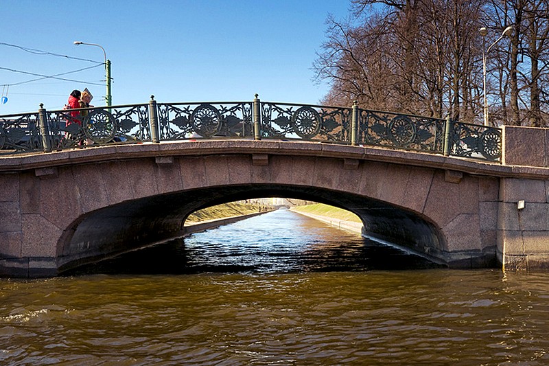 Lower Swan Bridge in St Petersburg, Russia