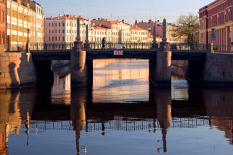 Malo-Kalinkin Bridge over the Griboedov Canal in St Petersburg, Russia