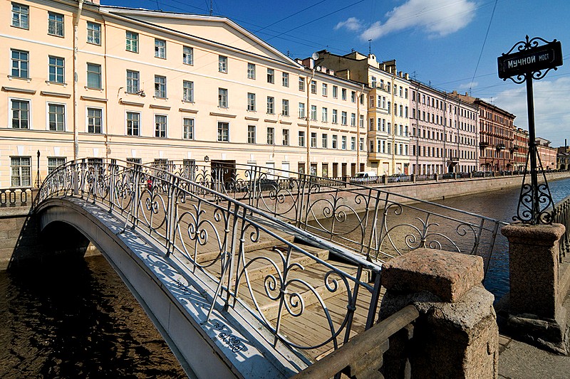 Muchnoy Bridge over the Griboedov Canal in St Petersburg, Russia