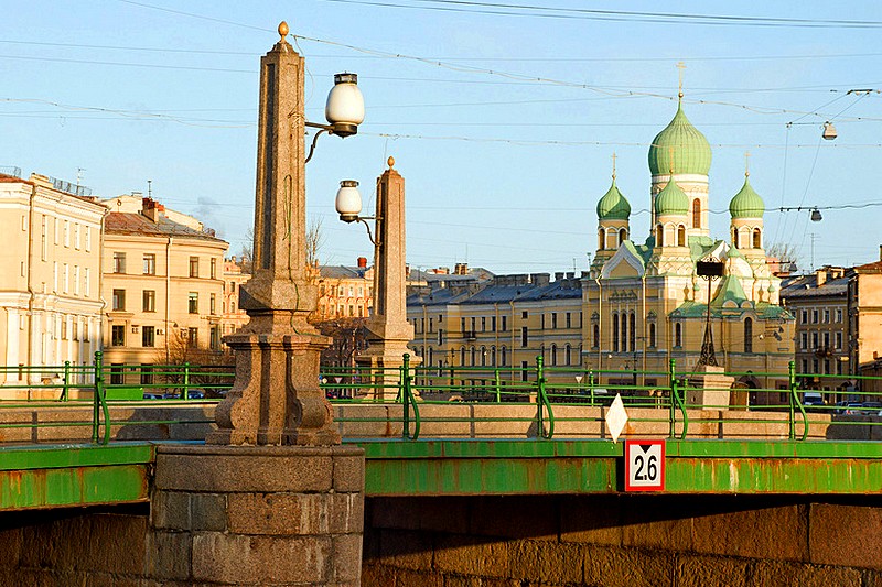 Novo-Nikolskiy Bridge over the Griboedov Canal in St Petersburg, Russia