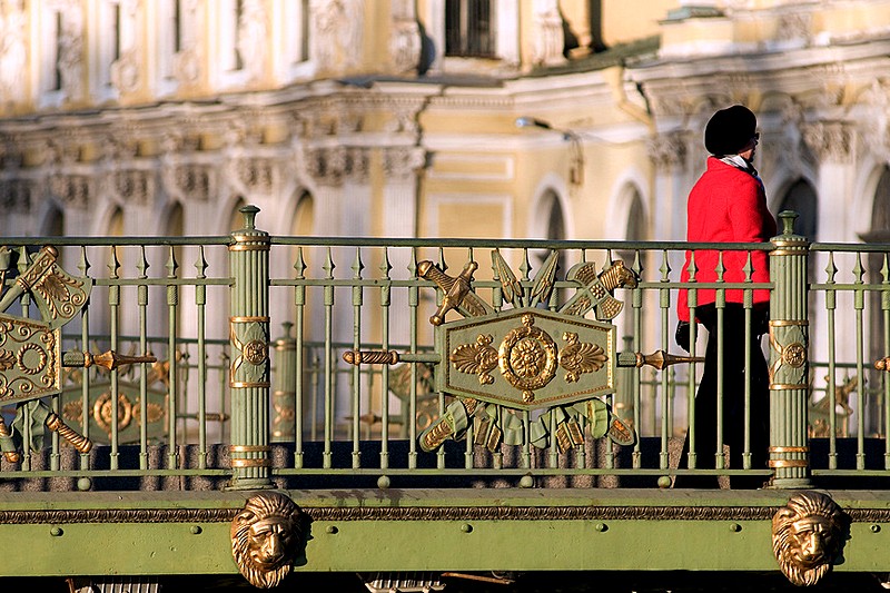 Wrought-iron railings of Panteleimonovskiy Bridge in St Petersburg, Russia