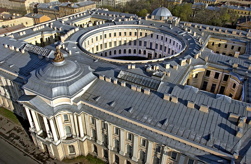 Bird's-eye view of the Academy of Fine Arts Building in St Petersburg, Russia