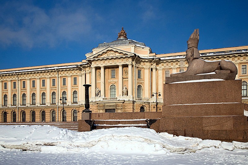 Egyptian Sphinx in front of the Academy of Fine Arts in St Petersburg, Russia