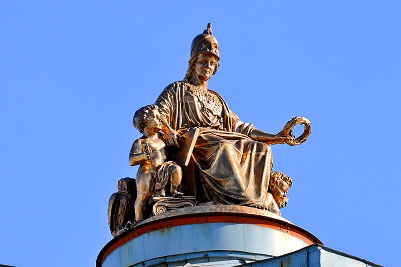 Statue of Minerva on the dome of the Academy of Fine Arts in St Petersburg, Russia