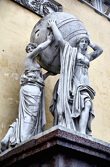 Nymphs Holding a Globe, the Admiralty Building in St Petersburg, Russia