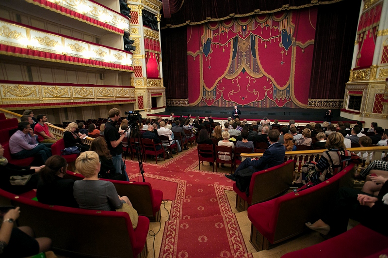 Main curtain of the Alexandrinsky Theatre in St Petersburg, Russia