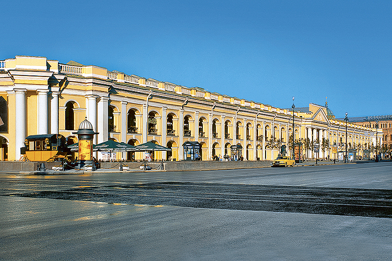 Main facade of Gostiny Dvor department store on Nevsky Prospekt in St. Petersburg, Russia