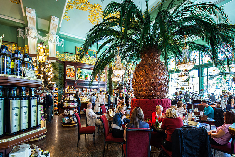 Cafe at the renovated Eliseyev Emporium in St Petersburg