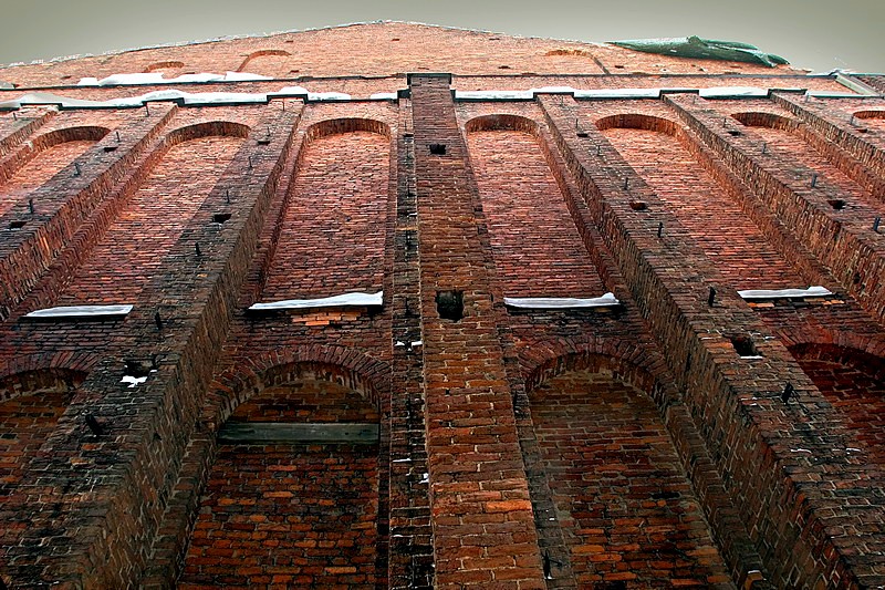 Brick wall of the New Holland complex in St Petersburg, Russia