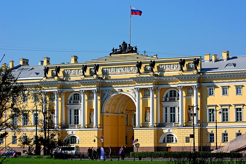 Arch of the Senate and Synod Building designed by Carlo Rossi in St Petersburg, Russia