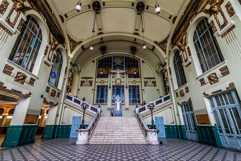 Interiors of Vitebsk Railway Station in St Petersburg, Russia