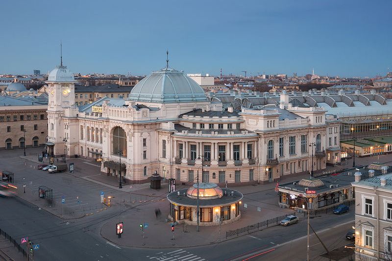 Vitebsk Railway Station in St. Petersburg, Russia during the White Nights