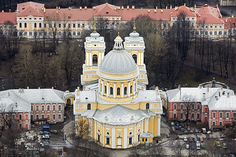 Aerial view of Alexander Nevsky Monastery in Saint-Petersburg, Russia