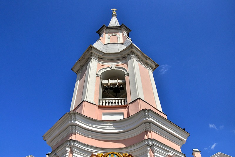 Spire and bell tower of St. Andrew's Cathedral in St Petersburg, Russia